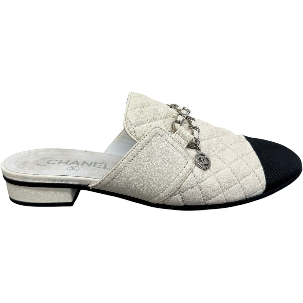 Women's Interlocking C Logo Mules Cream Size UK 7 / EU 40 - Photo 1