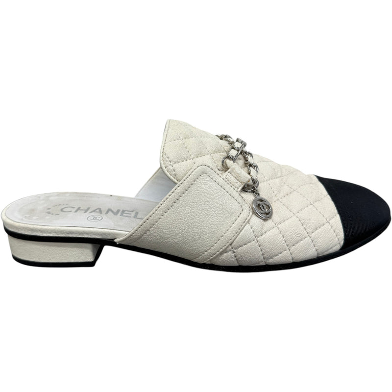 Women's Interlocking C Logo Mules Cream Size UK 7 / EU 40