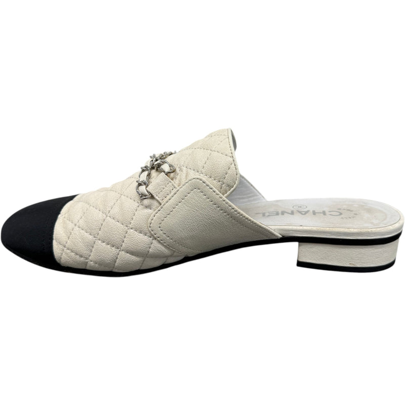 Women's Interlocking C Logo Mules Cream Size UK 7 / EU 40