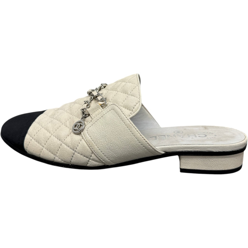 Women's Interlocking C Logo Mules Cream Size UK 7 / EU 40