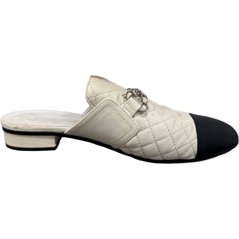 Women's Interlocking C Logo Mules Cream Size UK 7 / EU 40