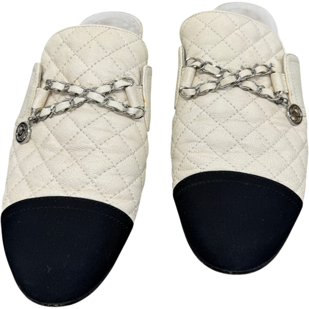 Women's Interlocking C Logo Mules Cream Size UK 7 / EU 40 - Photo 6