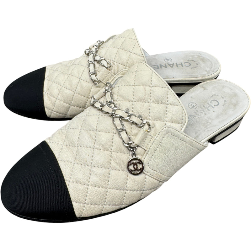 Women's Interlocking C Logo Mules Cream Size UK 7 / EU 40