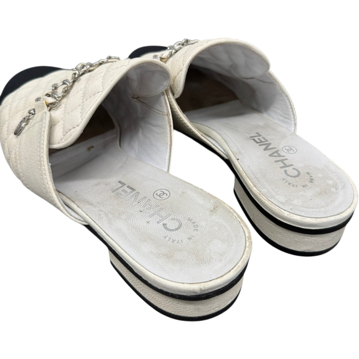 Women's Interlocking C Logo Mules Cream Size UK 7 / EU 40 - Photo 8