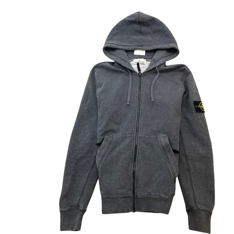 Men's Applique Logo Zip Up Hoodie Grey Size L