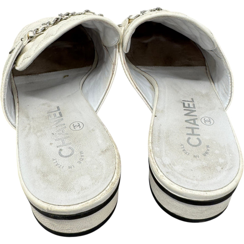 Women's Interlocking C Logo Mules Cream Size UK 7 / EU 40