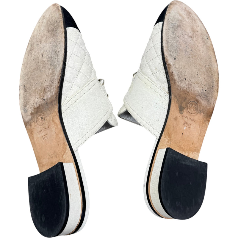 Women's Interlocking C Logo Mules Cream Size UK 7 / EU 40
