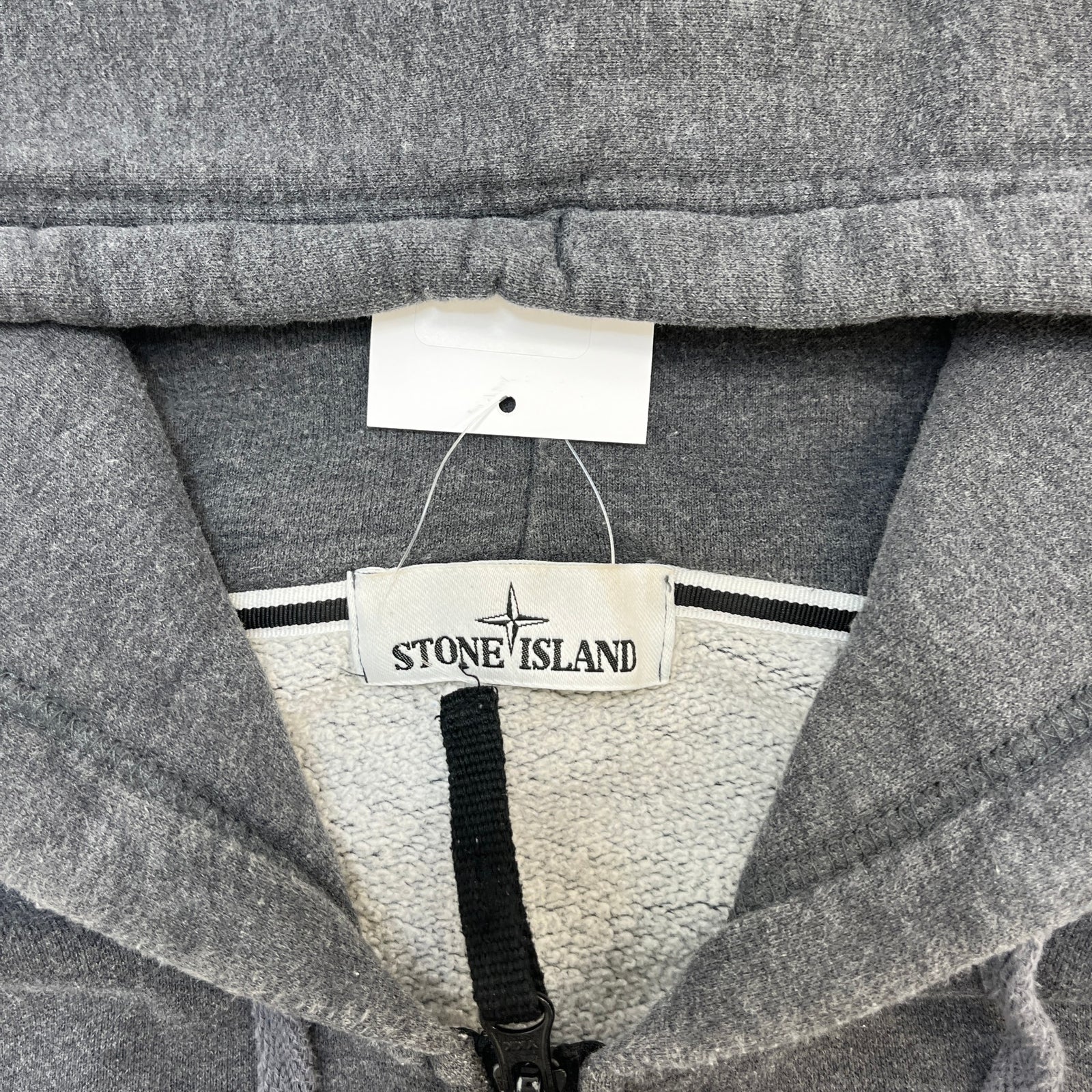 Men's Applique Logo Zip Up Hoodie Grey Size L - Photo 7