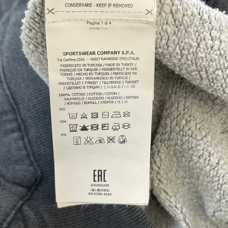 Men's Applique Logo Zip Up Hoodie Grey Size L