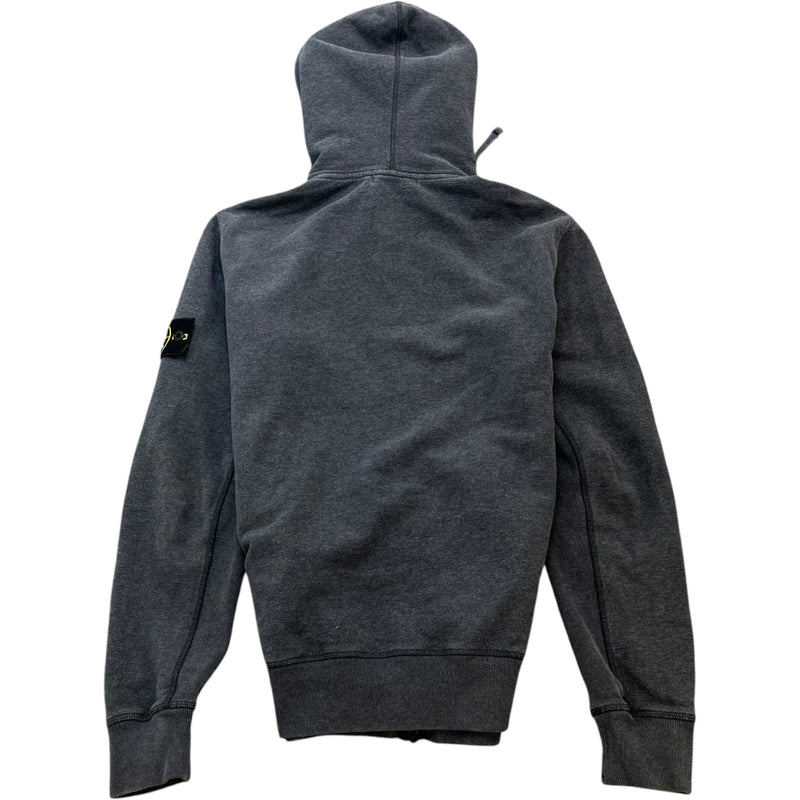 Men's Applique Logo Zip Up Hoodie Grey Size L