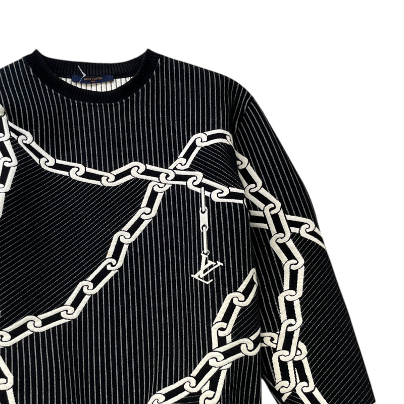 Men's Quilted 3D Effect Chain Sweatshirt Black Size M
