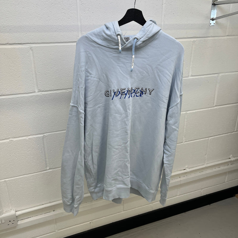 Men's Signature Script Logo Hoodie Blue Size XXL