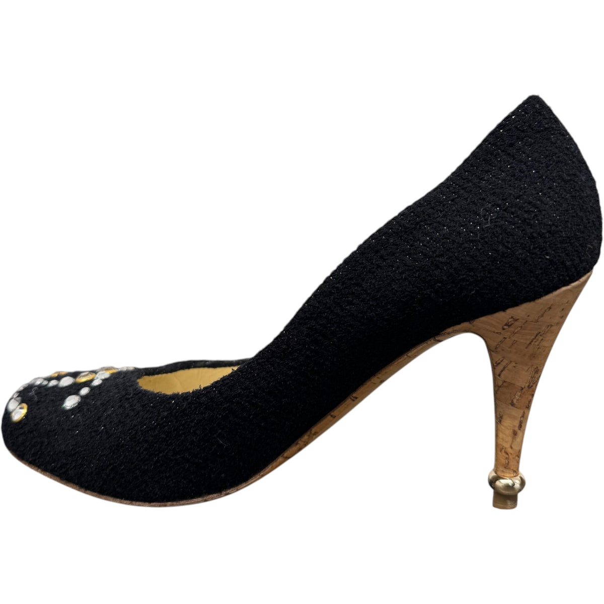 Women's Tweed Crystal-Embellished CC Heels Black Size UK 6 / EU 39 - Photo 3