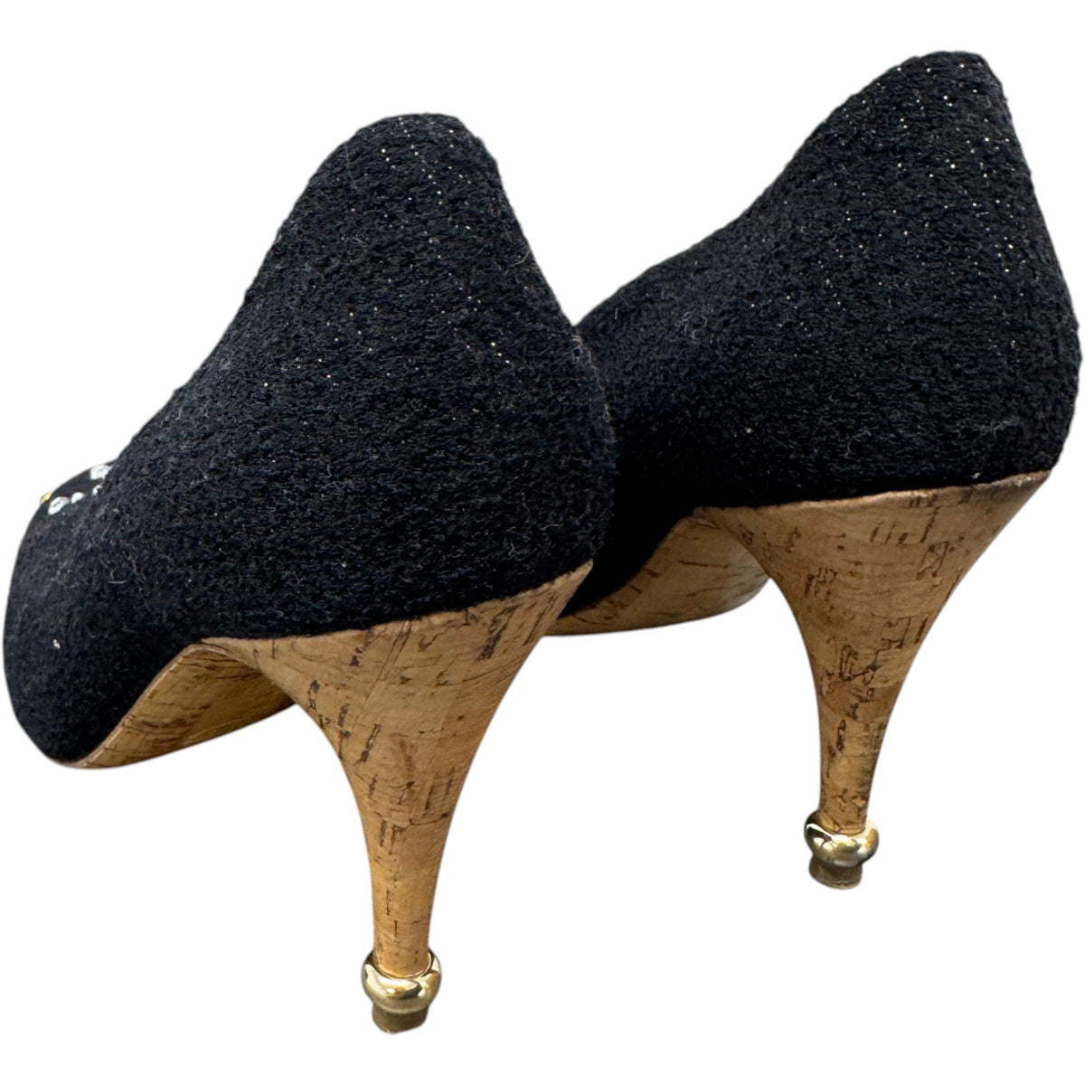 Women's Tweed Crystal-Embellished CC Heels Black Size UK 6 / EU 39 - Photo 9