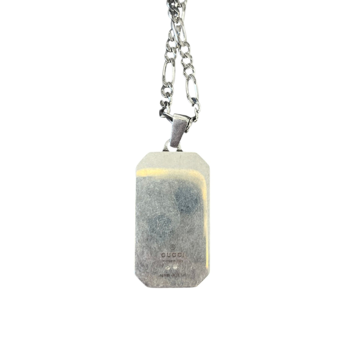Men's GG Signature Bee Dog Tag Necklace Silver - Photo 4