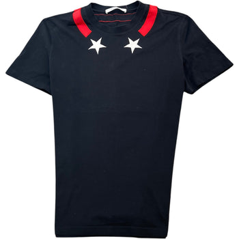 Men's Embroidered Star T-Shirt Black Size XL