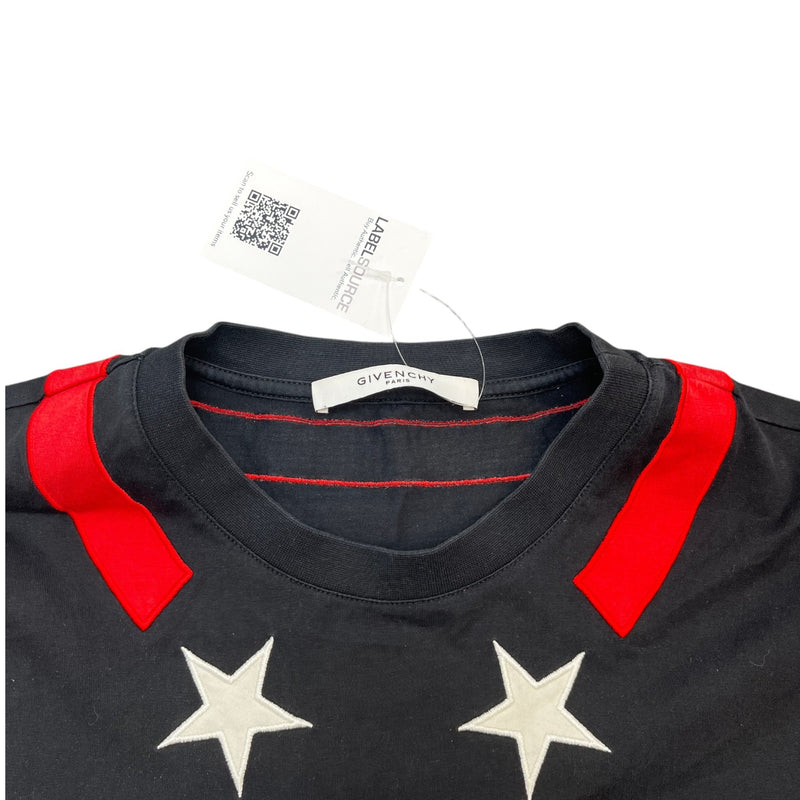 Men's Embroidered Star T-Shirt Black Size XL
