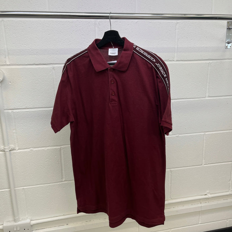 Men's Logo Tape Polo Shirt Burgundy Size M