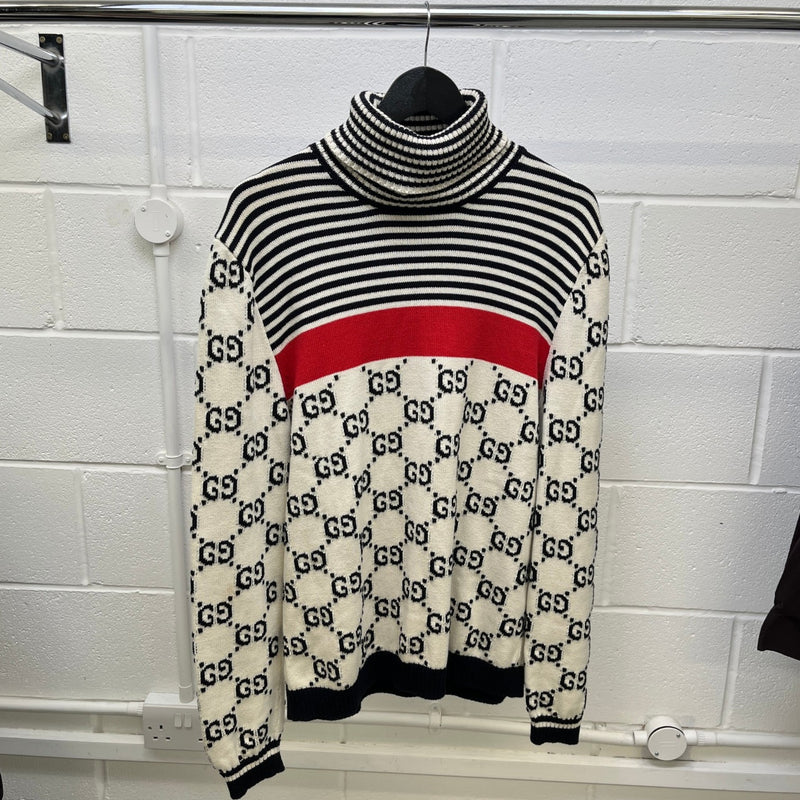 Men's Gg Supreme Turtleneck Jumper Cream Size L