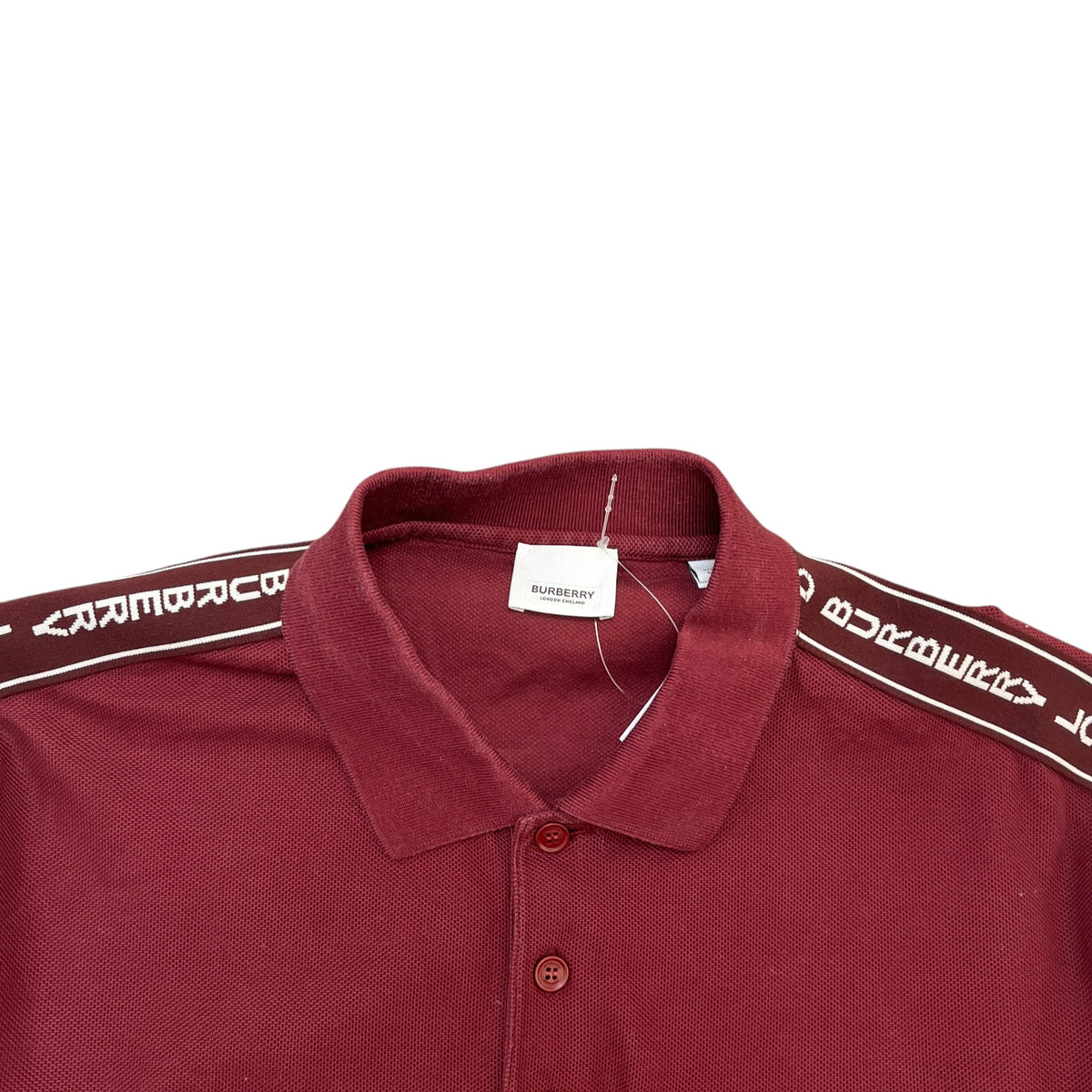 Men's Logo Tape Polo Shirt Burgundy Size M - Photo 5