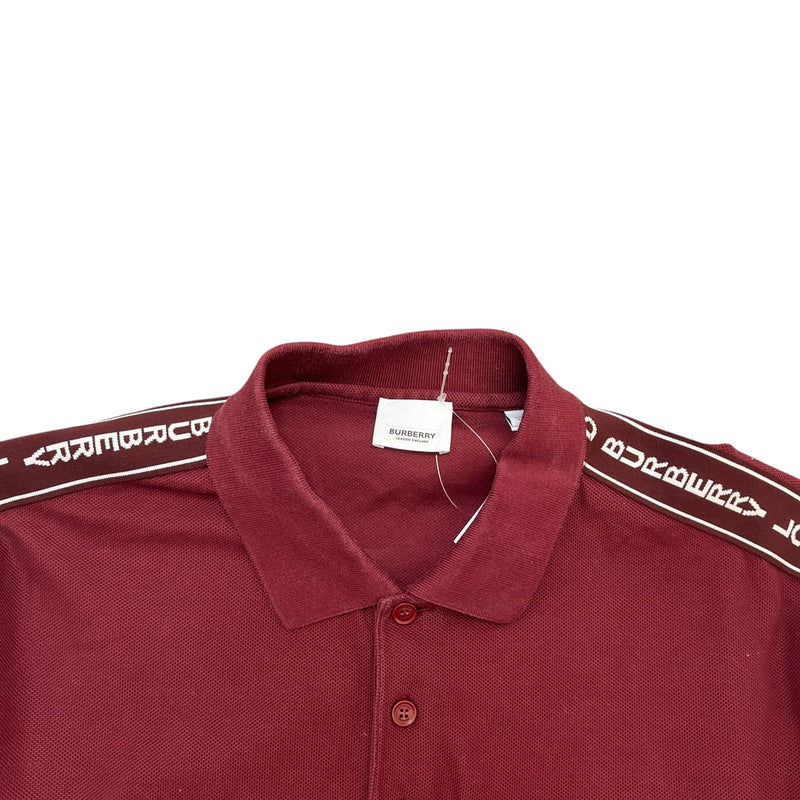 Men's Logo Tape Polo Shirt Burgundy Size M