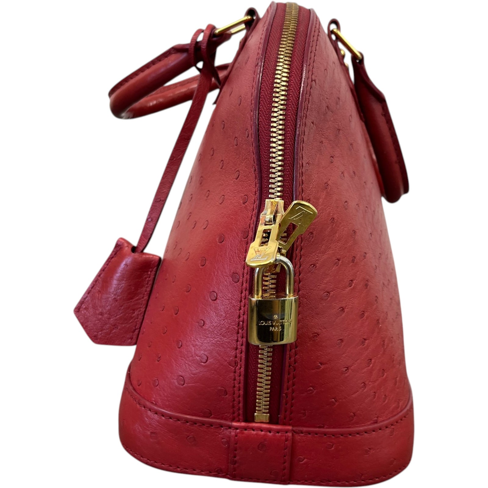 Women's Ostrich Alma Pm Bag Red - Photo 7