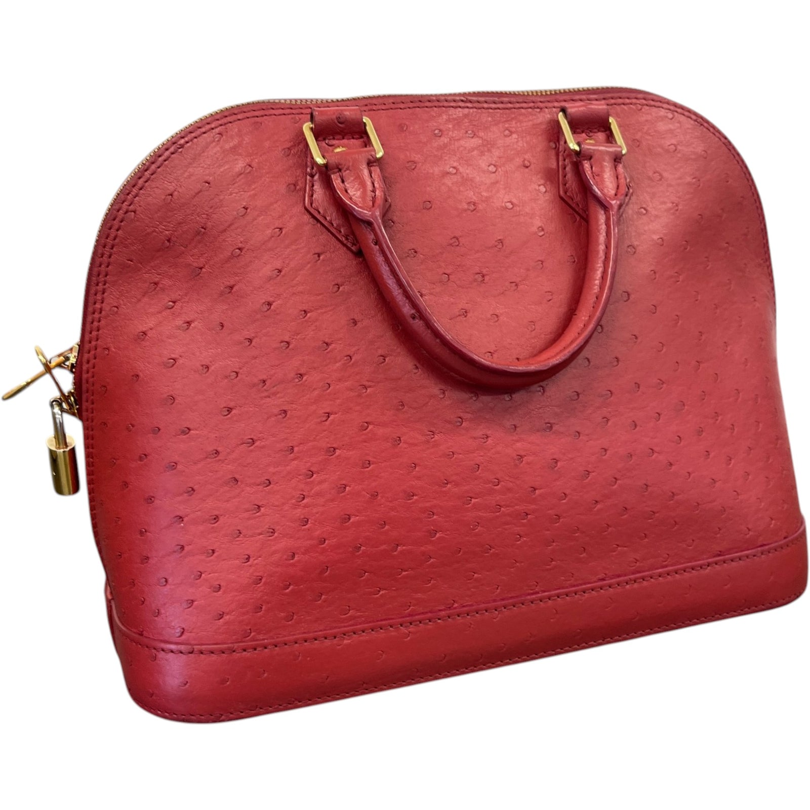 Women's Ostrich Alma Pm Bag Red - Photo 8