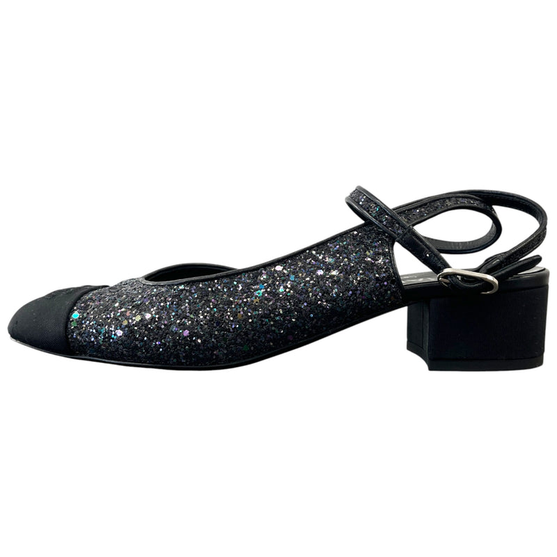 Women's Slingback Glitter Mules Black Size EU 40 / UK 7