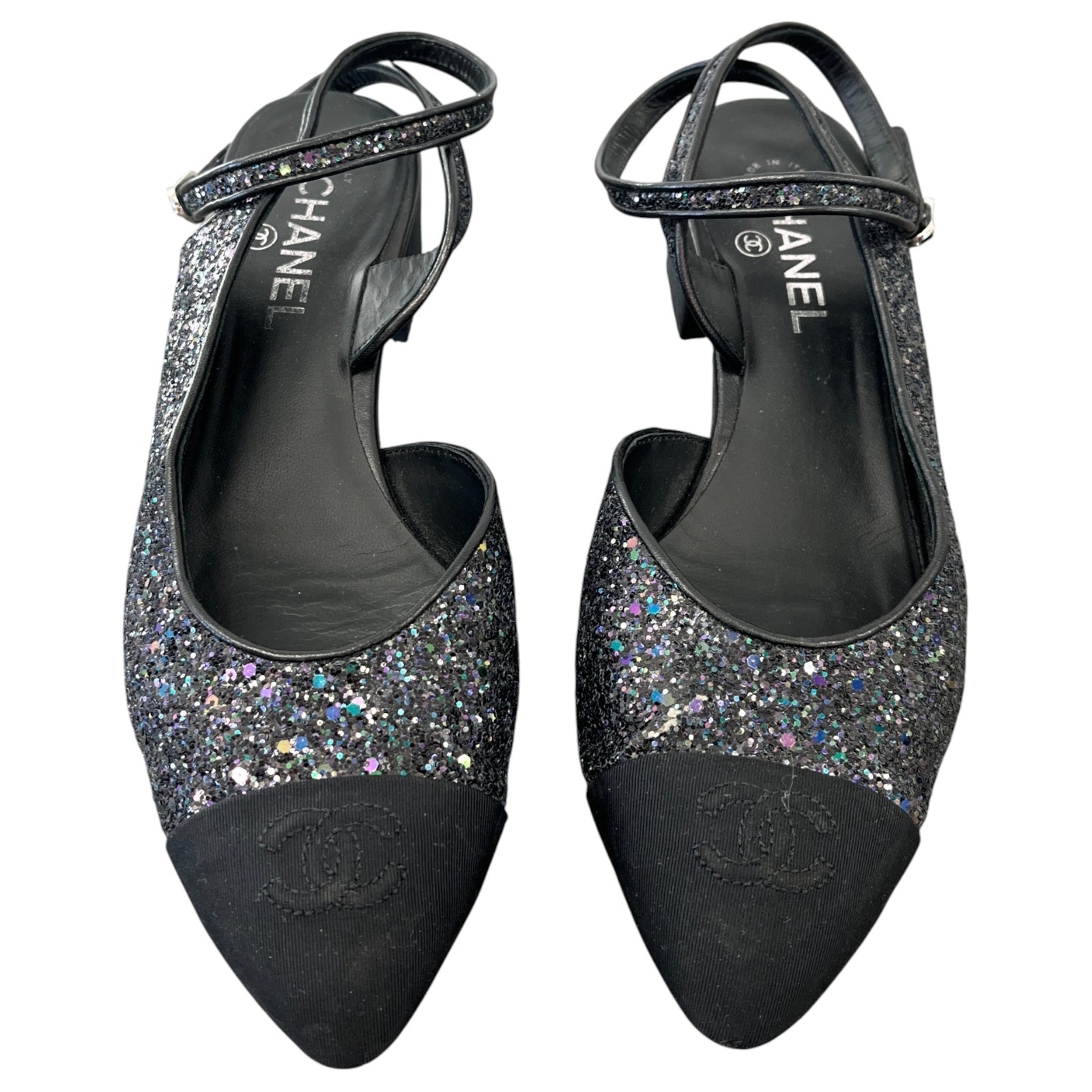 Women's Slingback Glitter Mules Black Size EU 40 / UK 7 - Photo 5