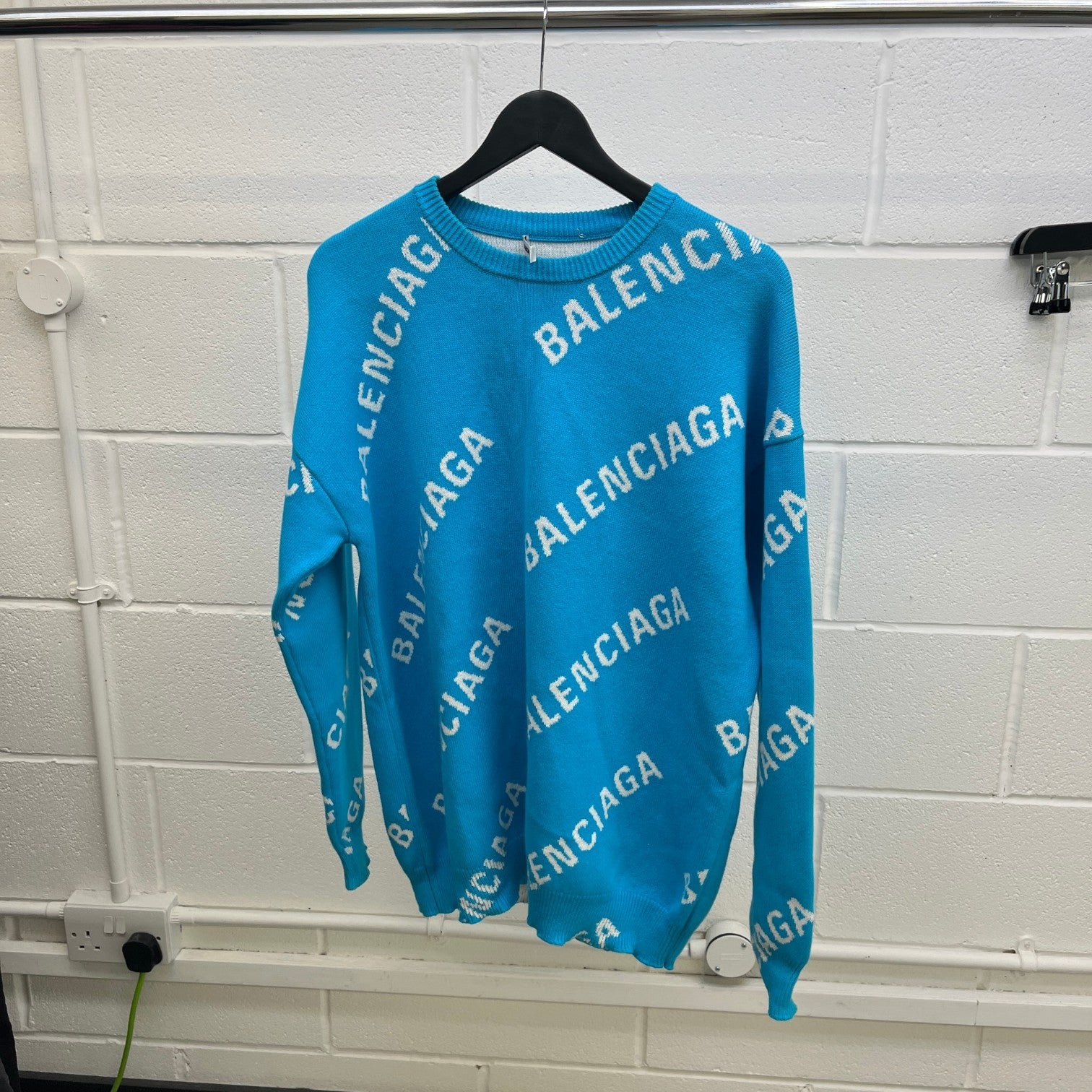 Men's All Over Logo Jumper Blue Size S - Photo 8