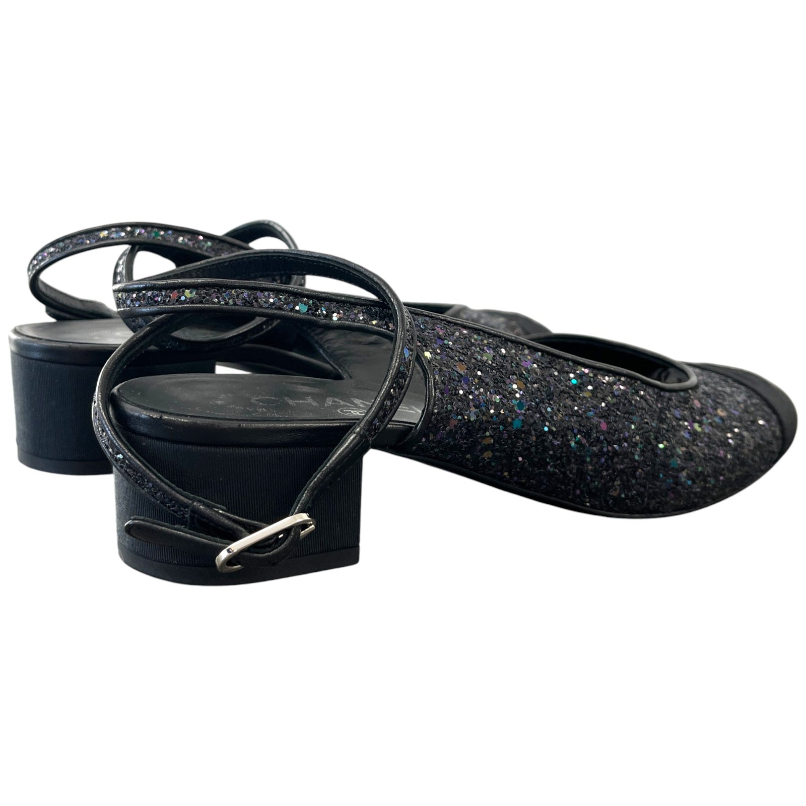 Women's Slingback Glitter Mules Black Size EU 40 / UK 7 - Photo 8