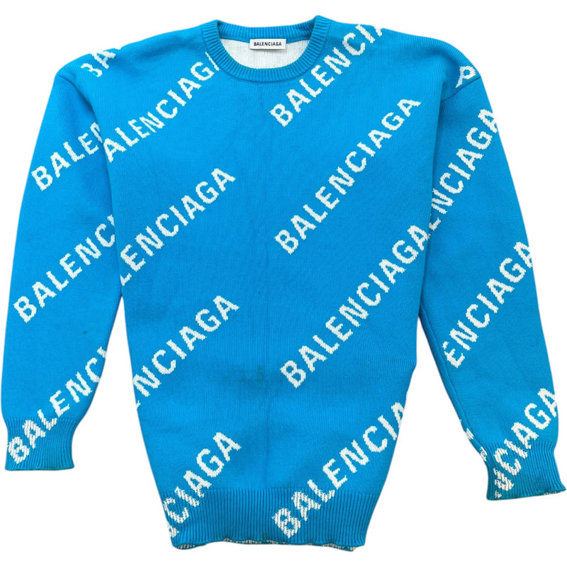 Men's All Over Logo Jumper Blue Size S