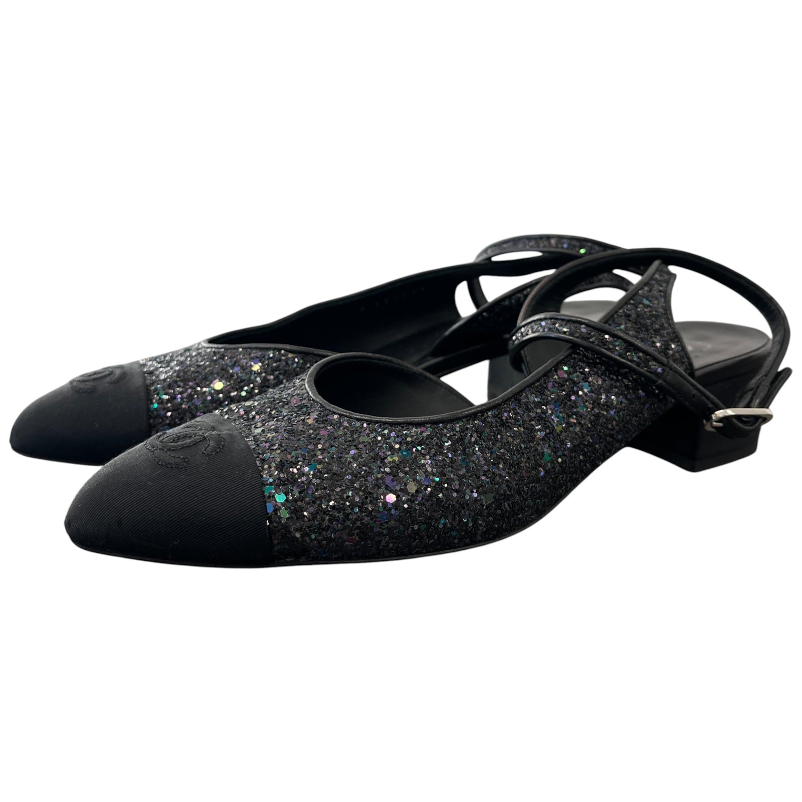 Women's Slingback Glitter Mules Black Size EU 40 / UK 7 - Photo 7