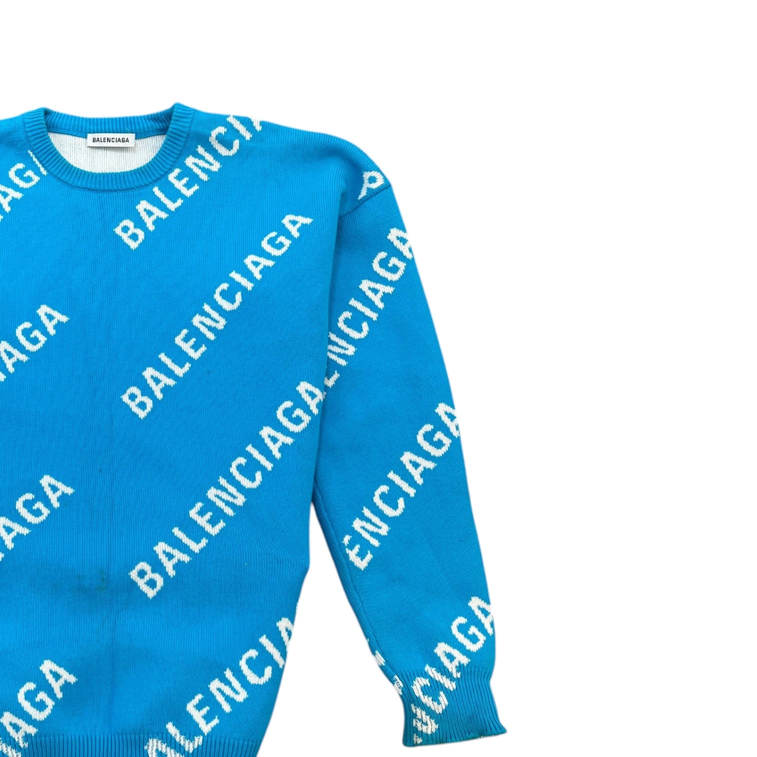 Men's All Over Logo Jumper Blue Size S - Photo 3