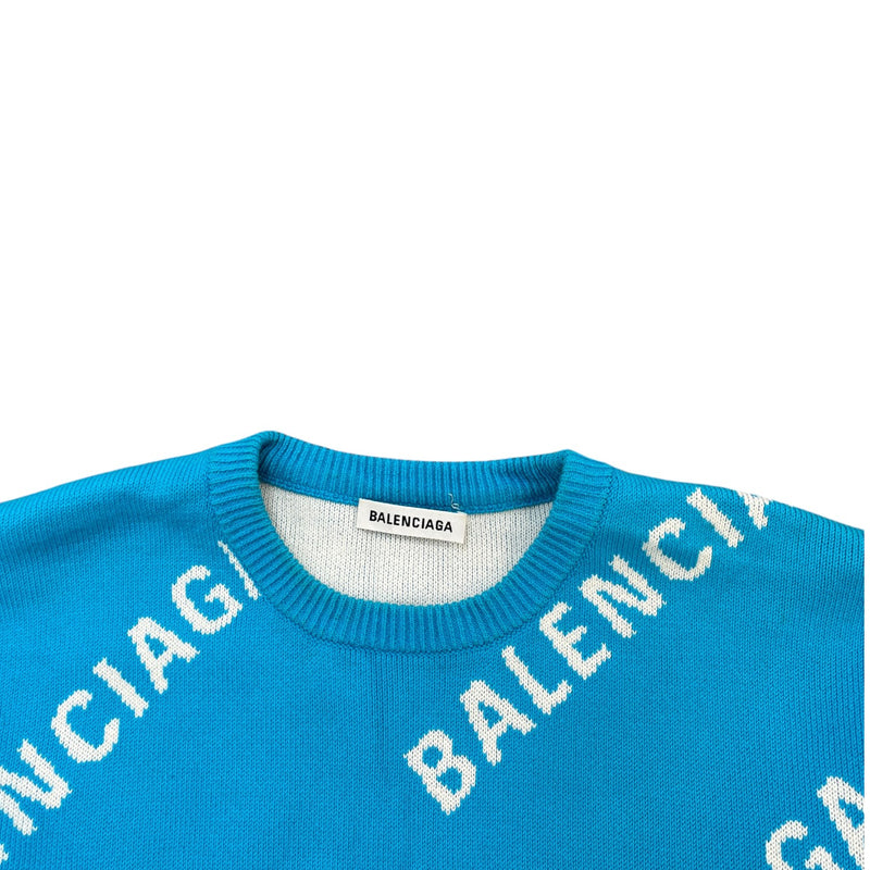 Men's All Over Logo Jumper Blue Size S