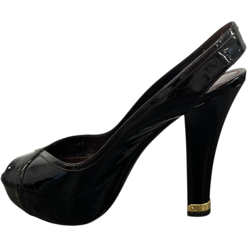 Women's Monogram Vernis Open Toe Heels Burgundy Size EU 38 / UK 5