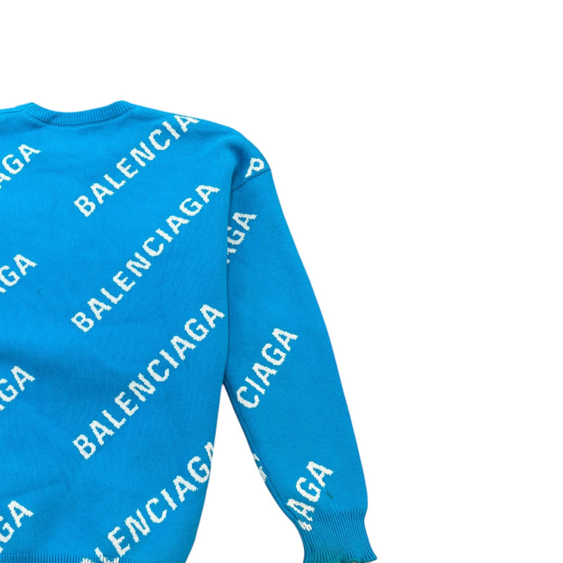 Men's All Over Logo Jumper Blue Size S