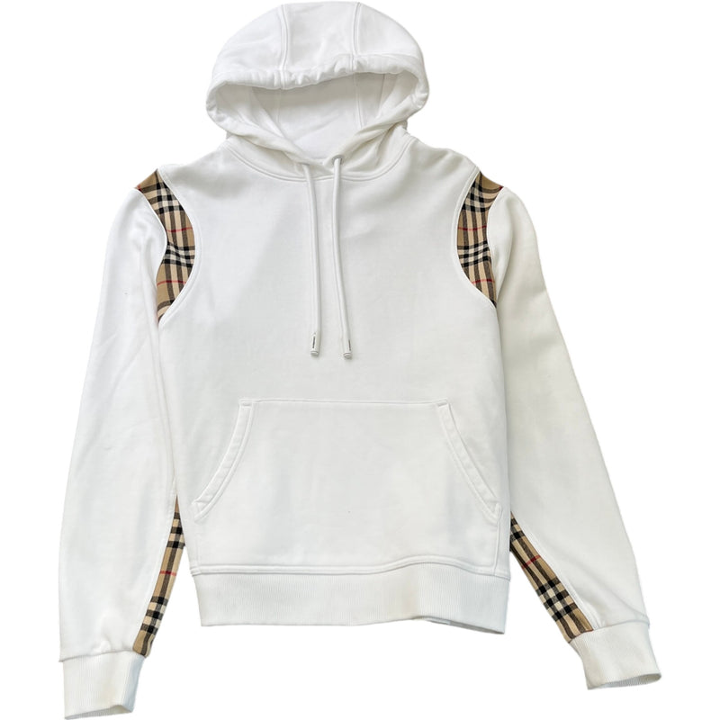 Women's Checkered Panel Hoodie White Size M