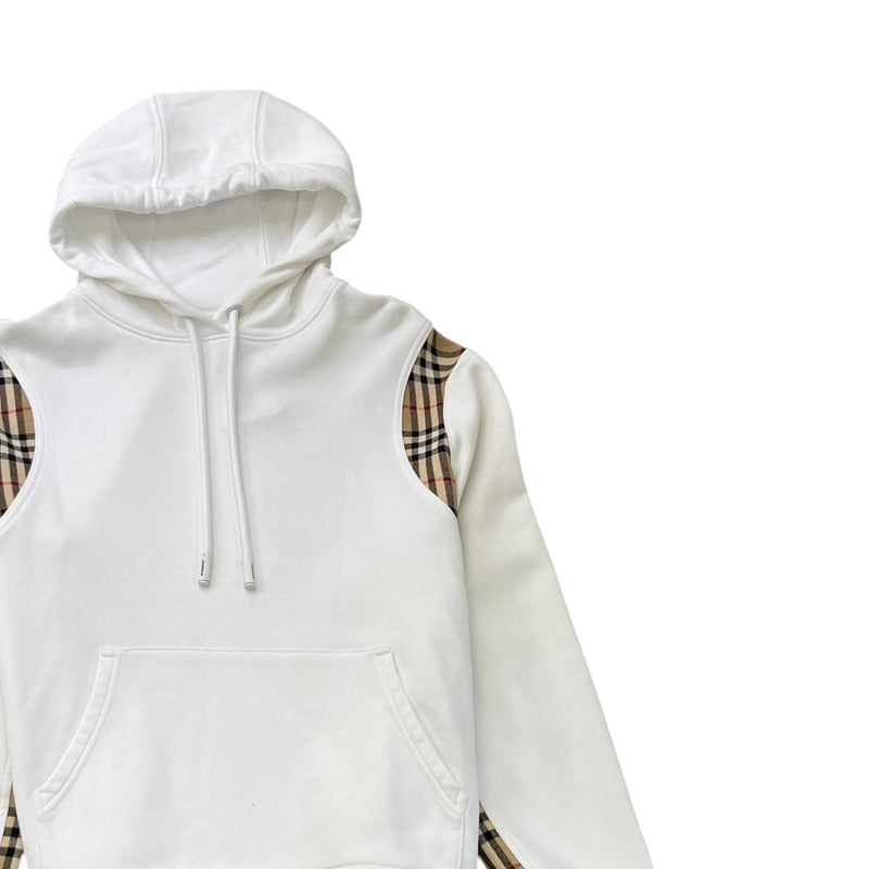 Women's Checkered Panel Hoodie White Size M