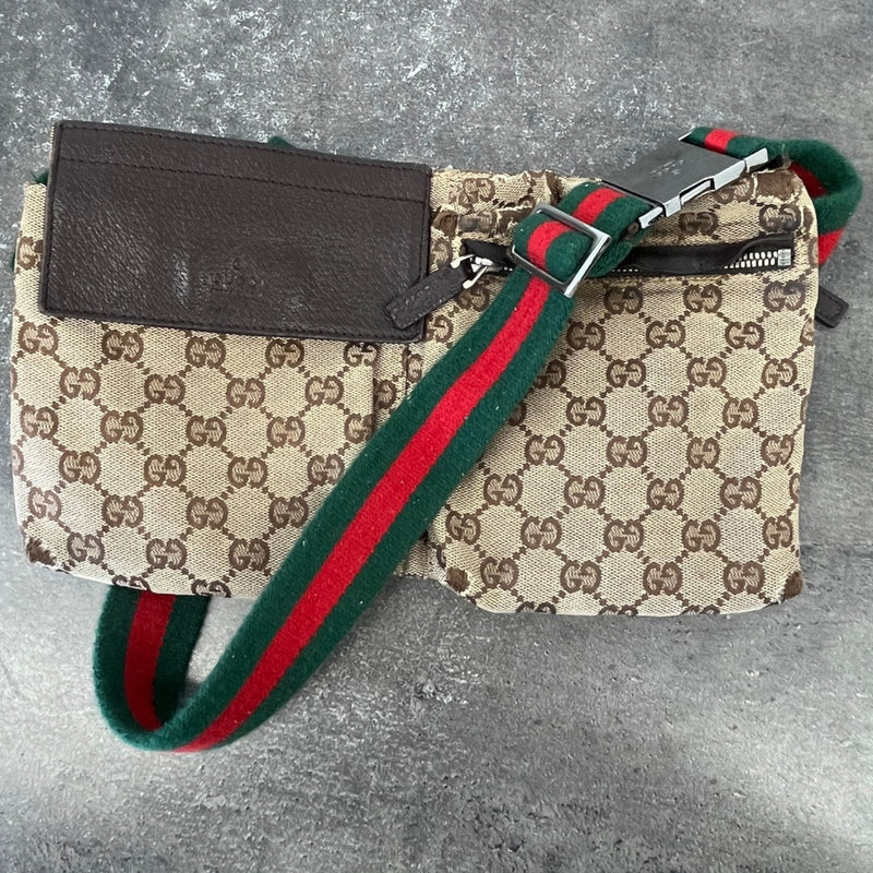 Men's Gg Supreme Web Strap Waist Belt Bag Brown