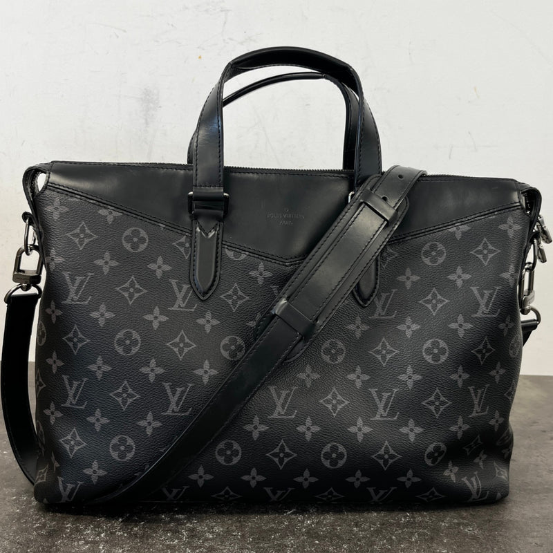 Men's Monogram Eclipe Explorer Briefcase Bag Black