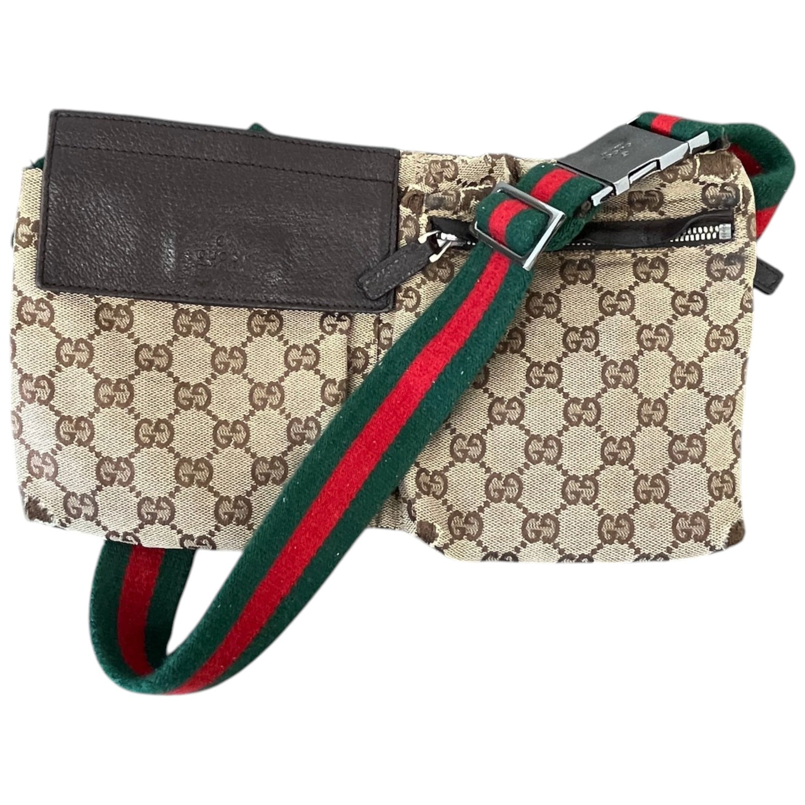 Men's Gg Supreme Web Strap Waist Belt Bag Brown - Photo 1