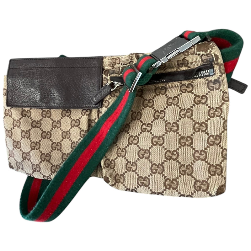 Men's Gg Supreme Web Strap Waist Belt Bag Brown