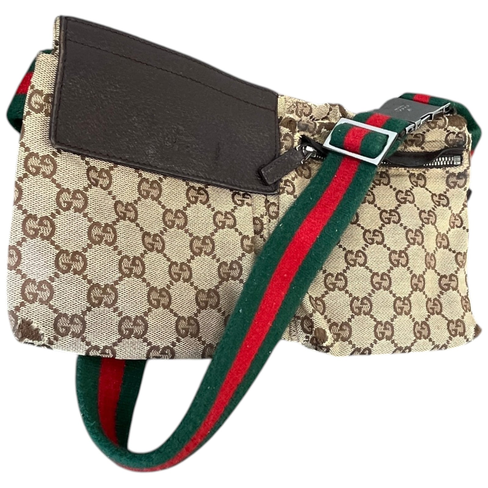 Men's Gg Supreme Web Strap Waist Belt Bag Brown - Photo 4