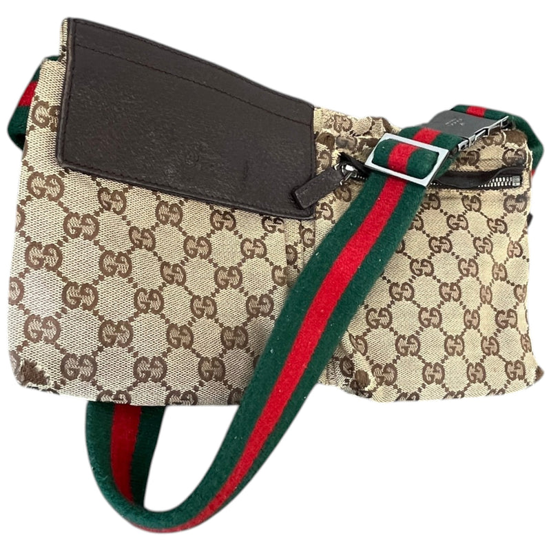 Men's Gg Supreme Web Strap Waist Belt Bag Brown