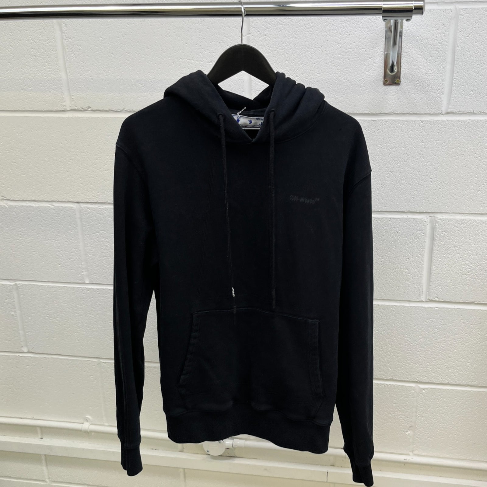 Men's Diagonal Print Hoodie Black Size M - Photo 8