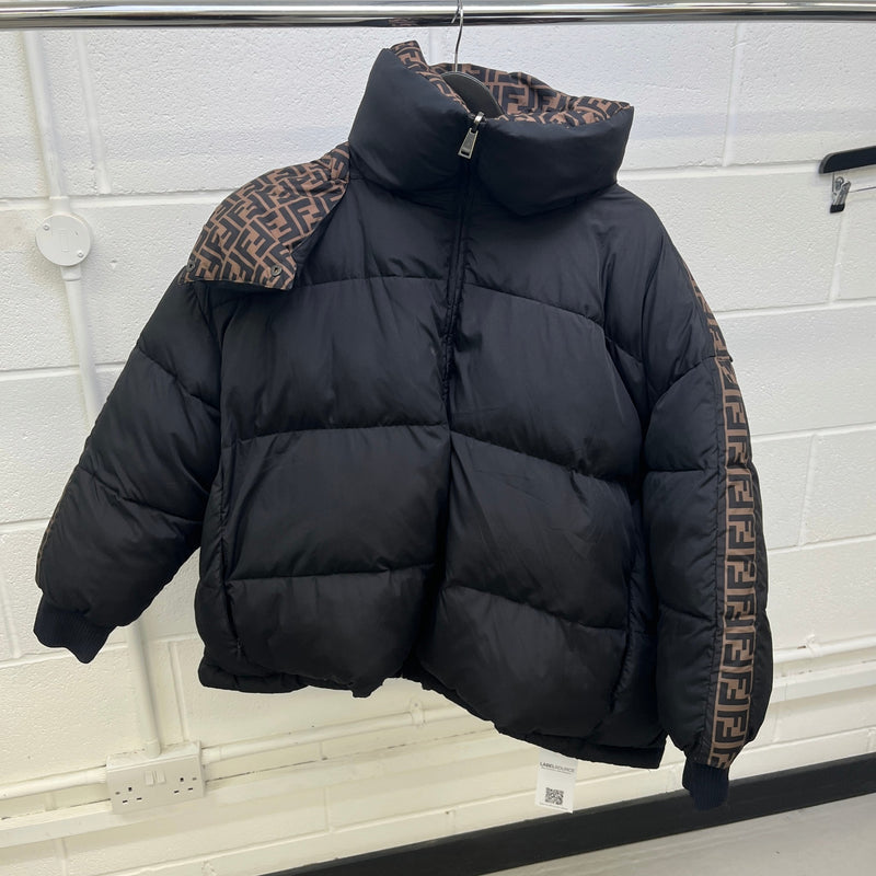 Women's Reversible FF Zucca Down Jacket Black Size M / UK 10