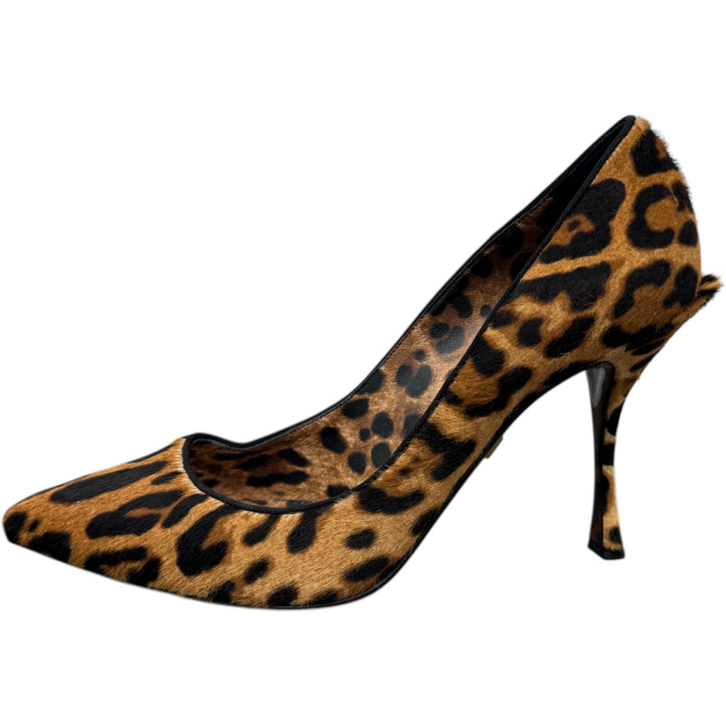 Women's Leopard Print Calf Hair Heels Brown Size UK 6.5 / EU 39.5