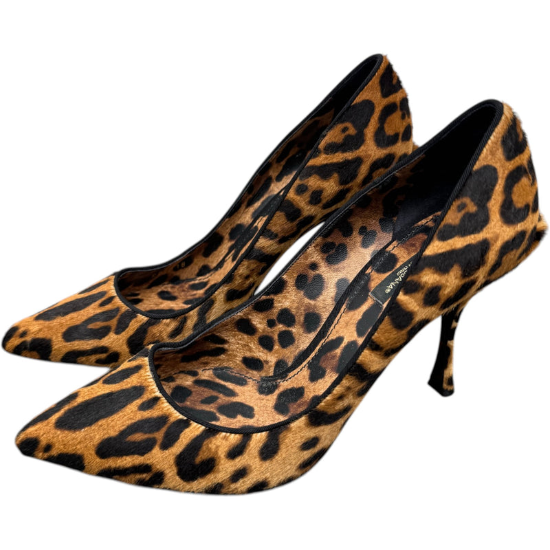 Women's Leopard Print Calf Hair Heels Brown Size UK 6.5 / EU 39.5