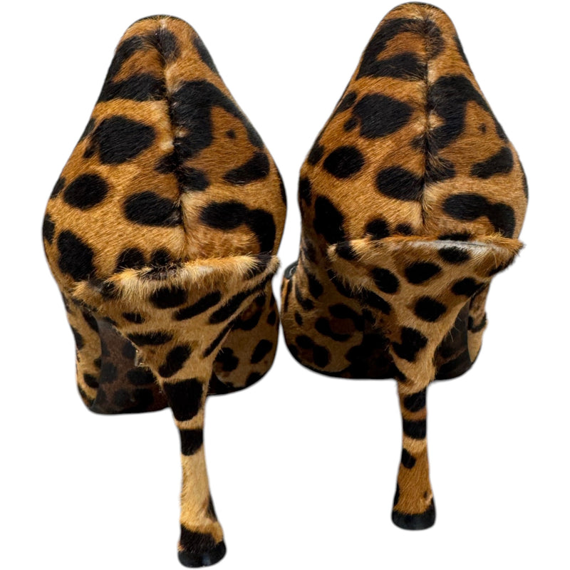Women's Leopard Print Calf Hair Heels Brown Size UK 6.5 / EU 39.5